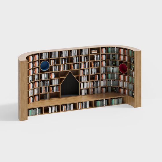 Low-Poly Realistic Bookshelf 3D model