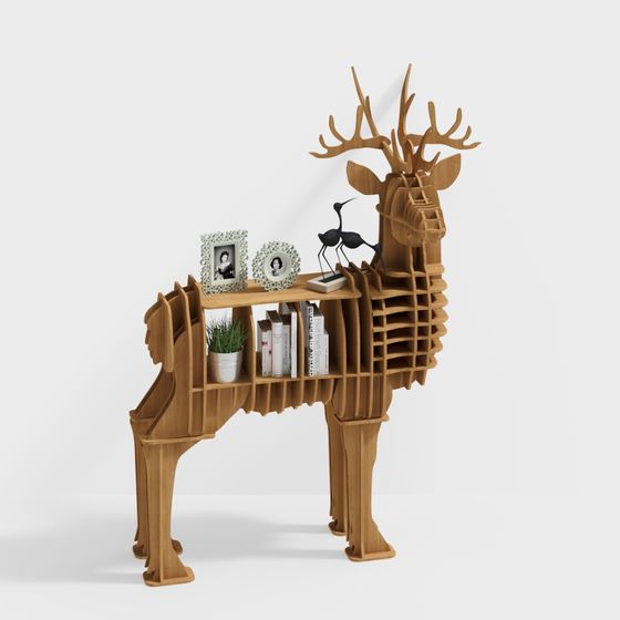 Stylish Deer-shaped Bookshelf 3D model