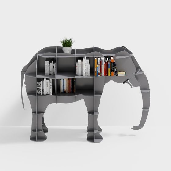 Stylish Elephant-Inspired Bookshelf 3D model