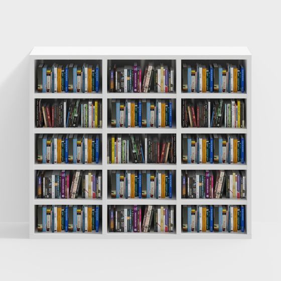 Sleek Black Library Bookshelf 3D Model