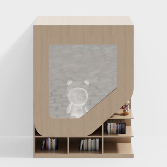 Stylish Low-Poly Bookshelf 3D model for Modern Interiors