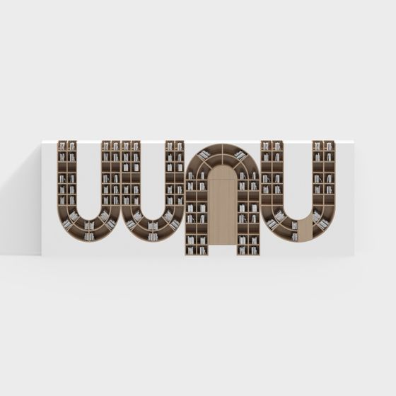 U-Shaped Bookshelf 3D model for Versatile Use
