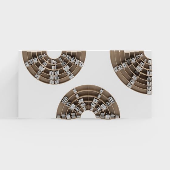 Curved Bookshelf 3D model