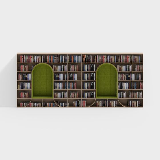 Elegant Low-Poly Bookshelf 3D Model