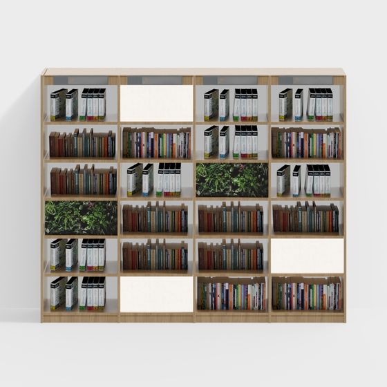 Stylish Low-Polygon Bookshelf 3D Model