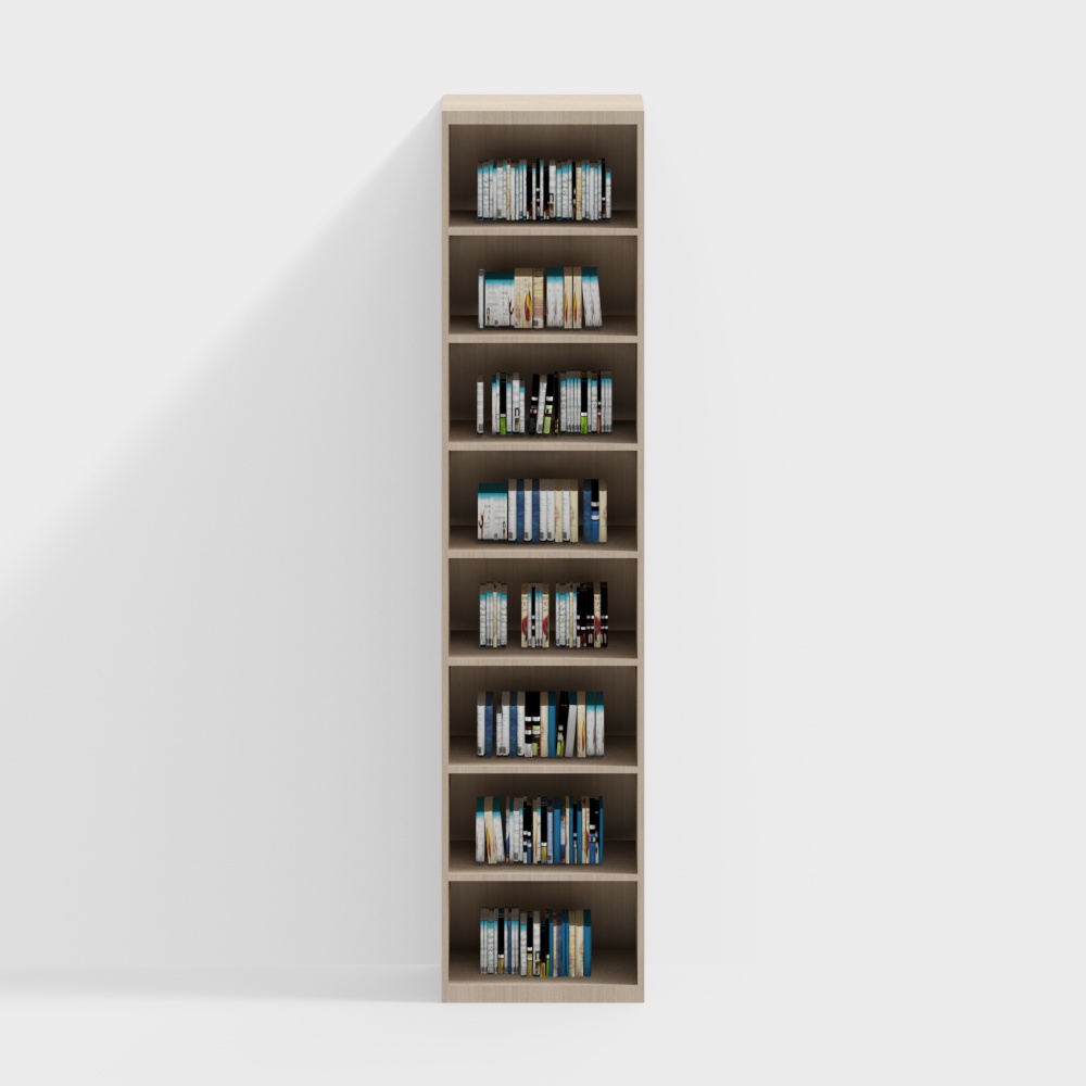 Four-meter-high bookshelf with square columns for books