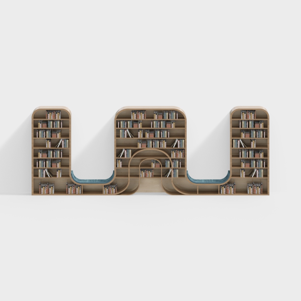 Curved Bookshelf 3D model