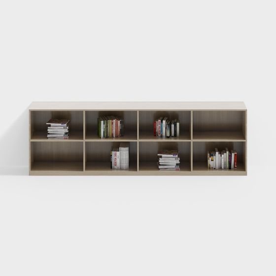 Modern Minimalist Low-Poly Bookshelf 3D model