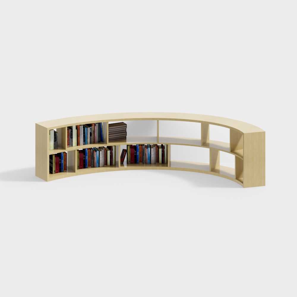 School library curved bookshelf