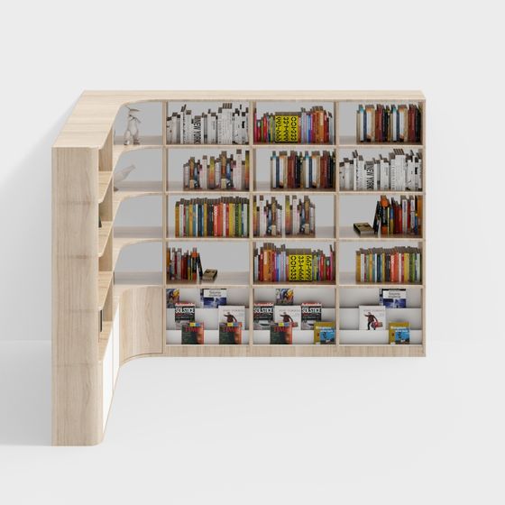 Stylish Low-Poly Bookshelf 3D Model