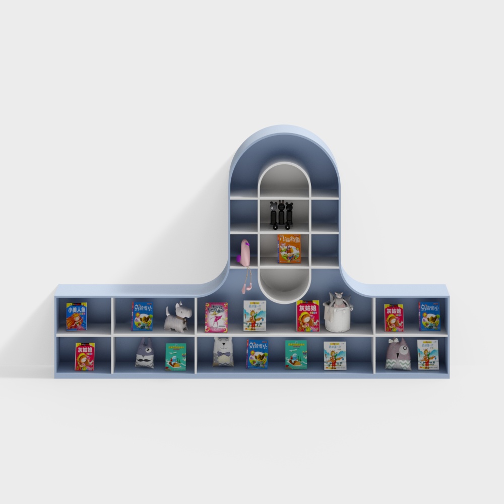 Kindergarten children's play area bookshelf