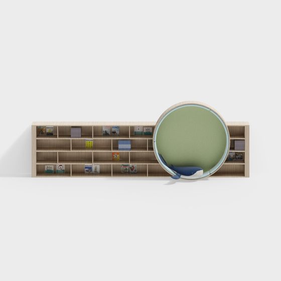 Elegant Round Bookshelf 3D model for Modern Spaces