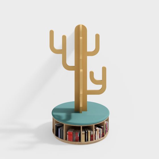Unique Cactus Bookshelf 3D model for Creative Projects