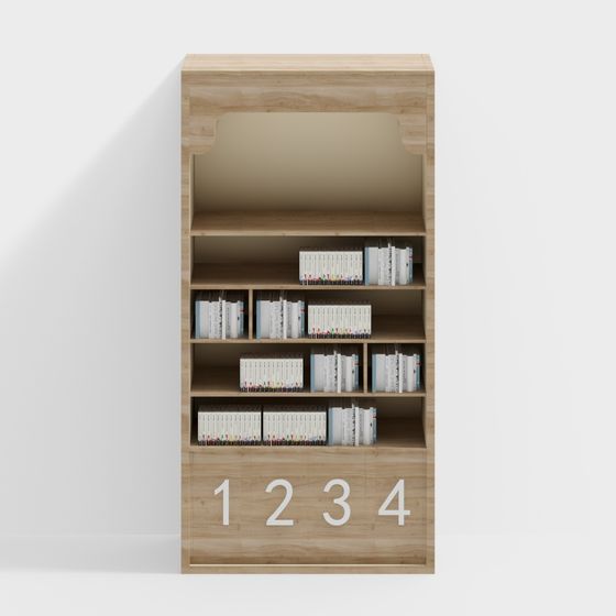 Minimalist Bookshelf 3D model for Creative Spaces