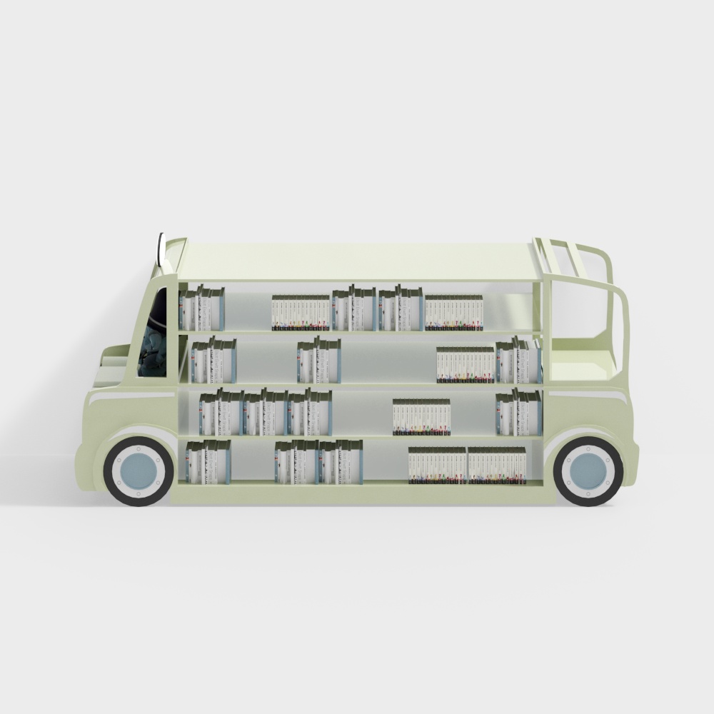 ชั้นวางหนังสือรูปทรงรถในอนุบาล