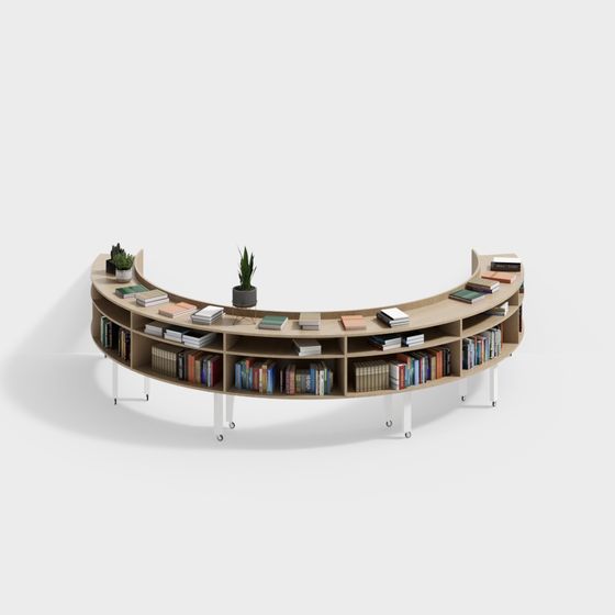Elegant Half-Circle Bookshelf 3D model