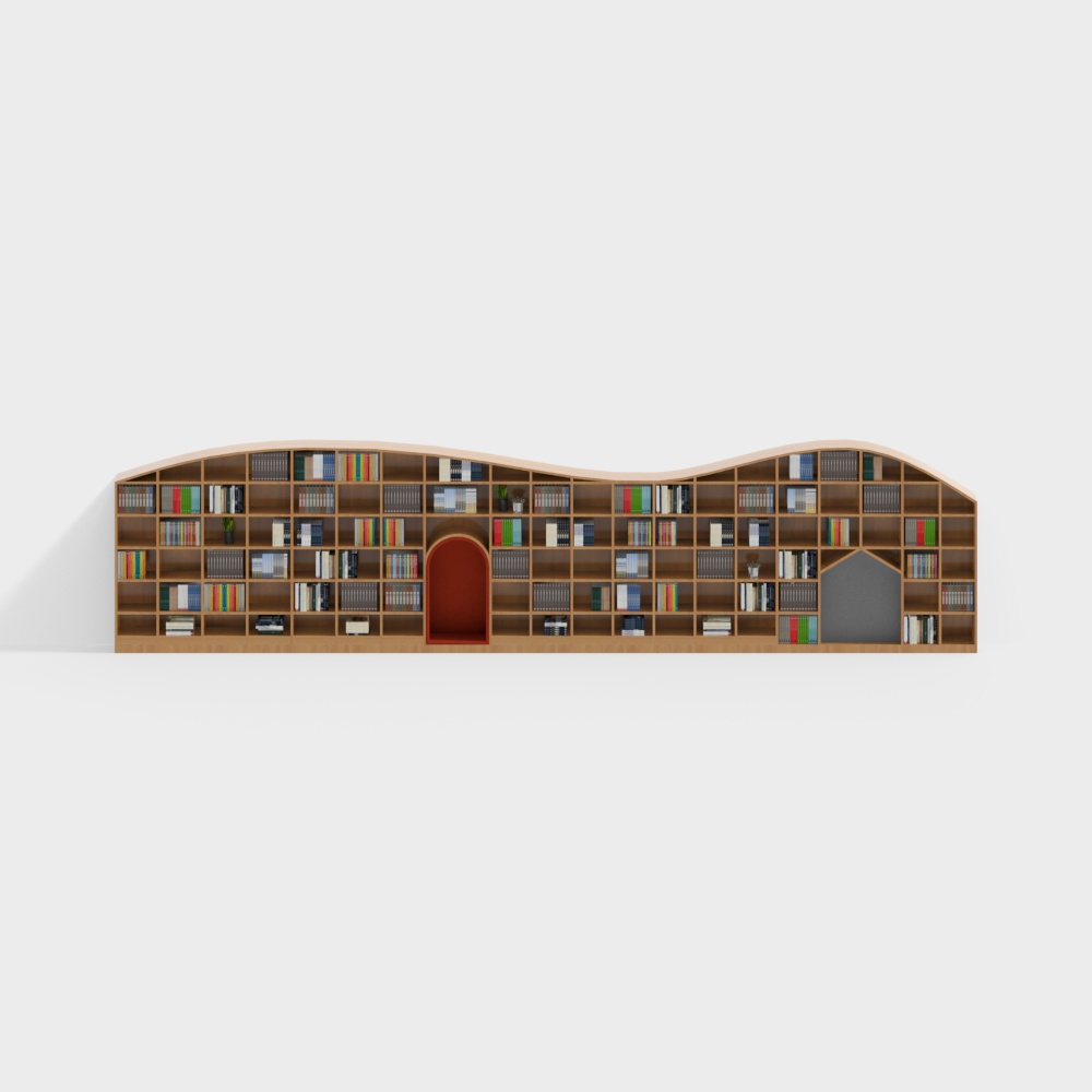 Wavy Bookshelf 3D model - Modern Aesthetics