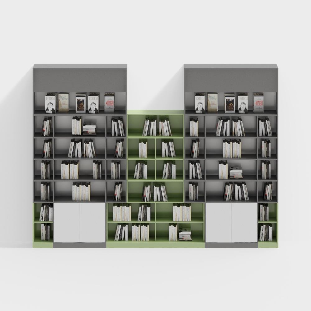 Elegant Low-Polygon Bookshelf 3D model