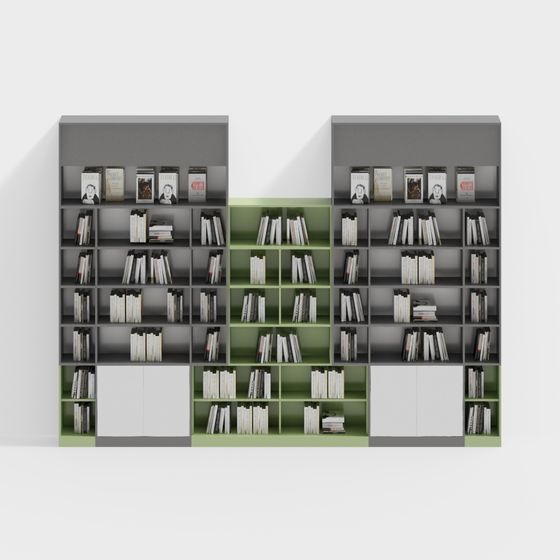 Elegant Low-Polygon Bookshelf 3D model