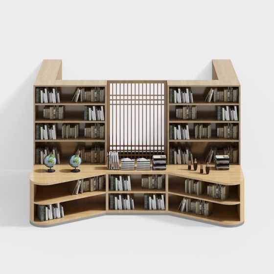 Low-Poly Artistic Bookshelf 3D Model
