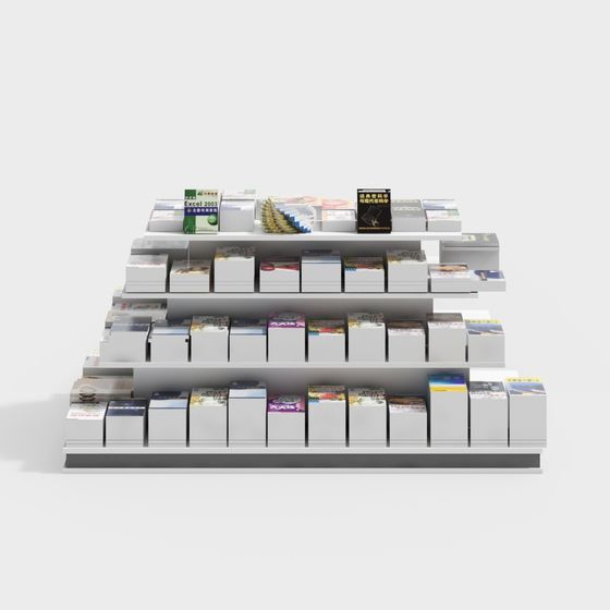 Low Poly Detailed Bookshelf 3D model