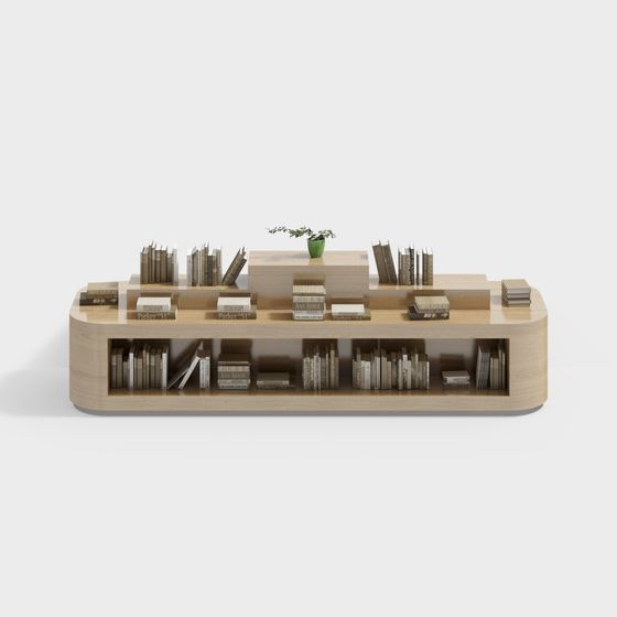 Stylish Low-Polygon Bookshelf 3D model