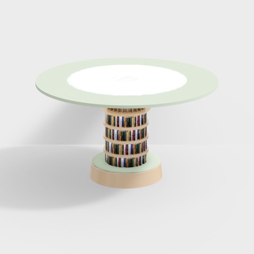 ชั้นวางหนังสือเสาต้นไม้ใหญ่ในห้องสมุด