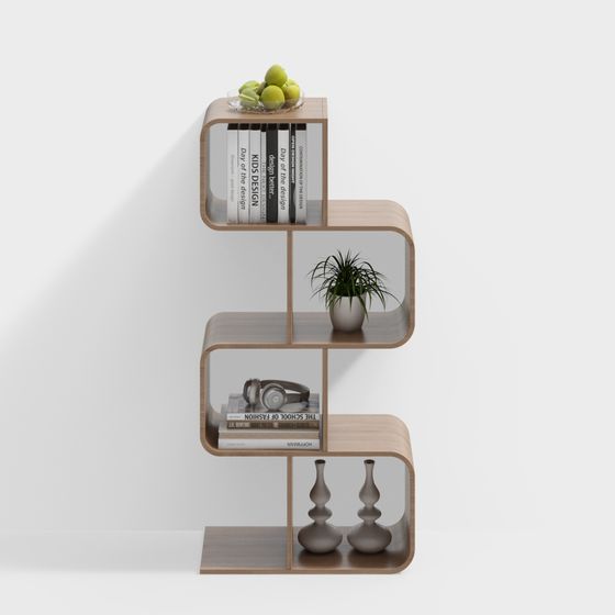 Elegant Low-Poly Bookshelf 3D Model