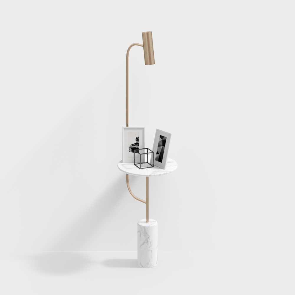 โต๊ะหินอ่อนพร้อมโคมไฟ