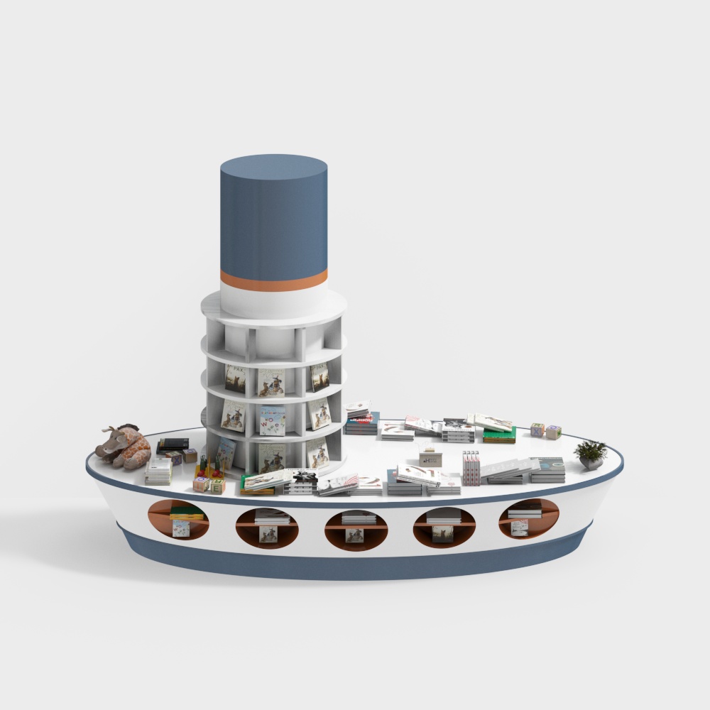 Cozy Bookshelf Boat 3D model