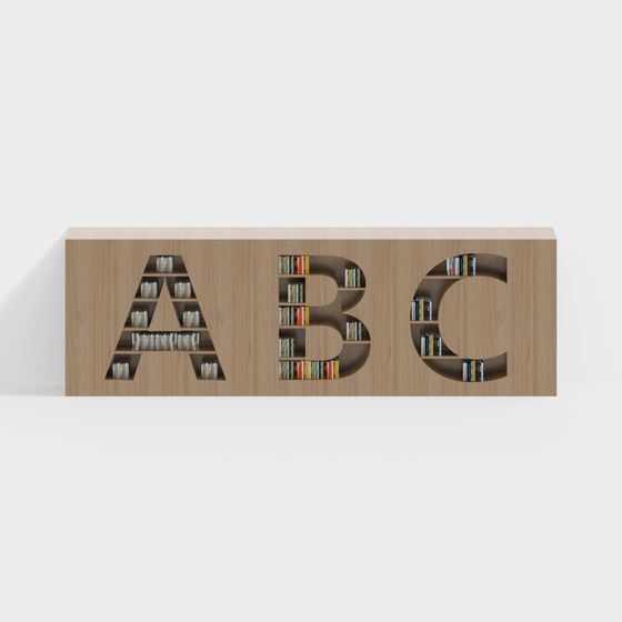Artistic Letter Bookshelf 3D model for Inspiring Spaces