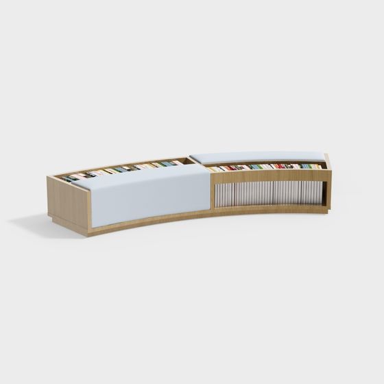Elegant Bookshelf Seat 3D Model