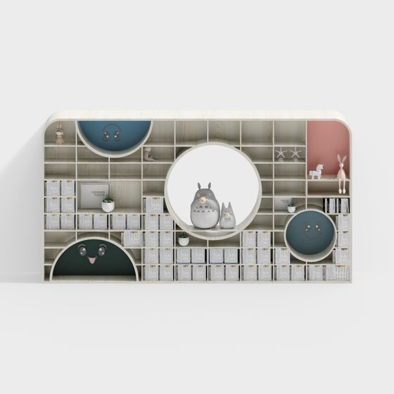 Low-Poly Artistic Bookshelf 3D model