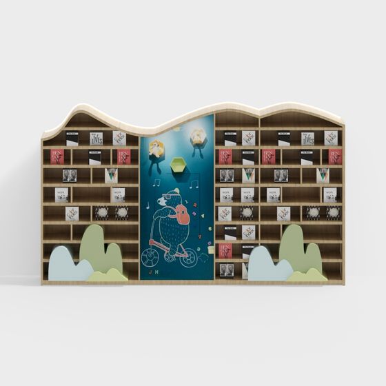 Colorful Bookshelf 3D model