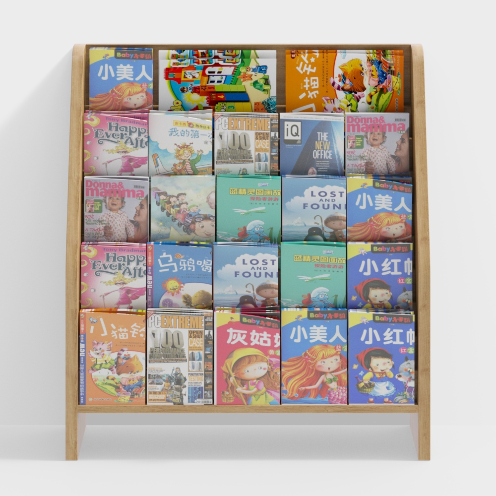 ชั้นวางหนังสือในร้านหนังสือเด็ก