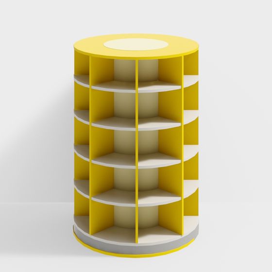 Rotating Bookshelf Low-Poly 3D model