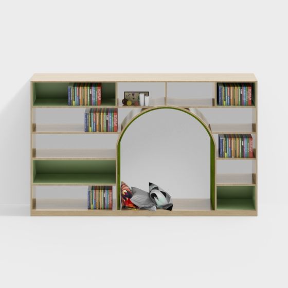 Stylish Low-Poly Bookshelf 3D model for Modern Interiors