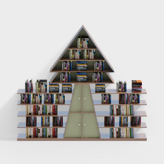 Pyramid-Shaped Bookshelf 3D model