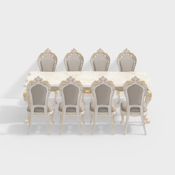 Royal Banquet Table and Chairs 3D model for Luxurious Interiors