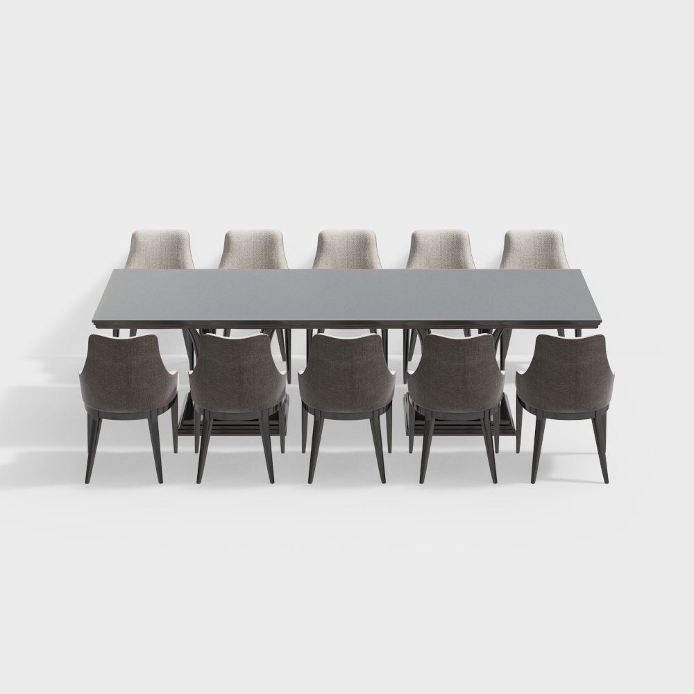 Modern Conference Table and Chair Set 3D model
