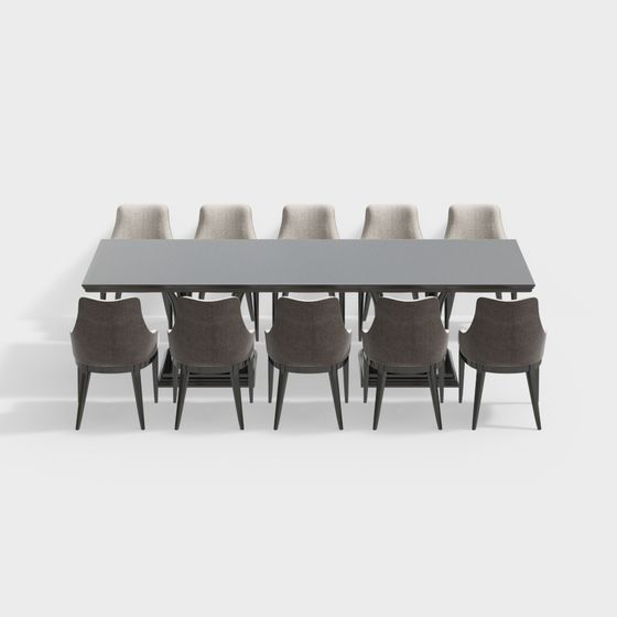 Modern Conference Table and Chair Set 3D model