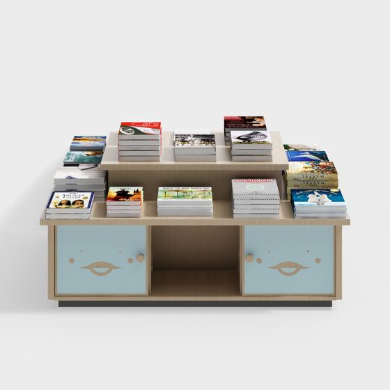 Stylish Low-Poly Bookshelf 3D Model