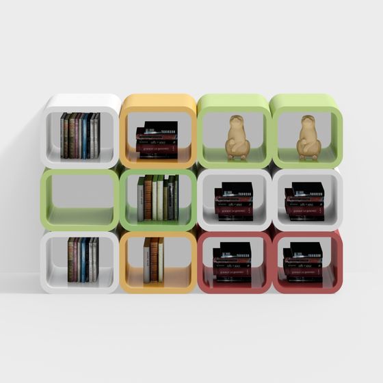 Colorful Modular Bookshelf 3D model
