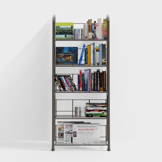 Elegant Metal Bookshelf 3D model for Stylish Interiors
