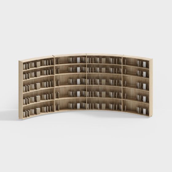 Elegant Curved Bookshelf 3D model