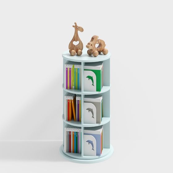 Charming Rotating Bookshelf 3D model for Modern Interiors