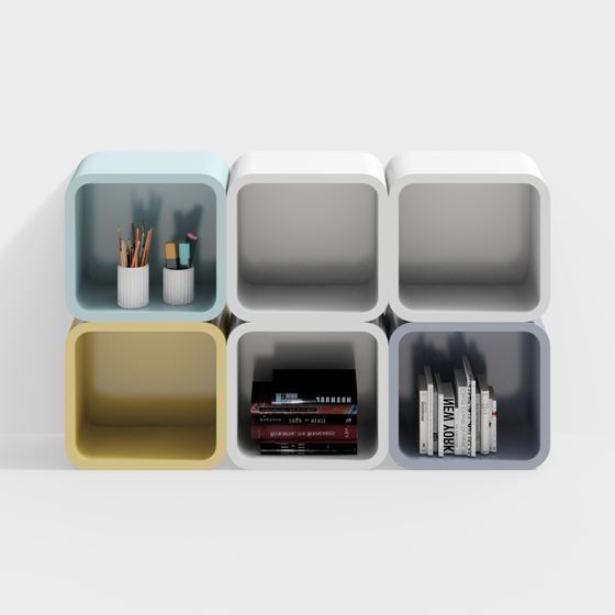6-Cube Colorful Storage Rack 3D model
