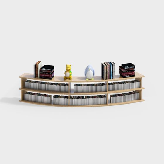 Elegant Curved Bookshelf 3D model