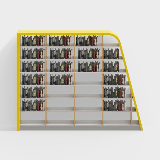 Vibrant Low-Poly Bookshelf 3D model