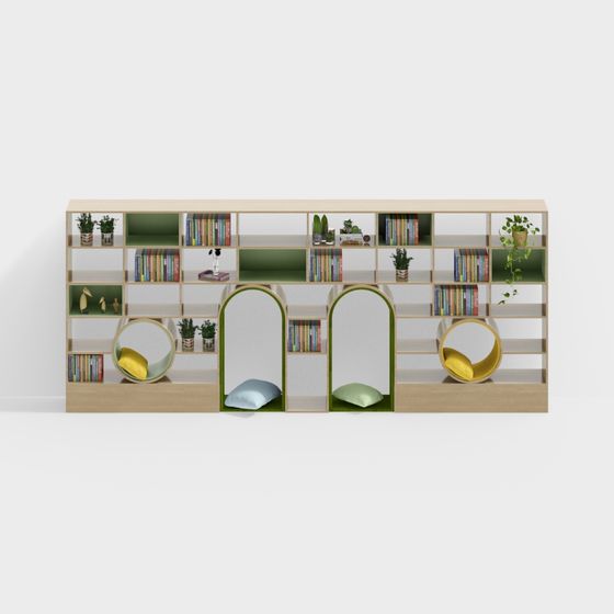 Stunning Green Bookshelf 3D Model